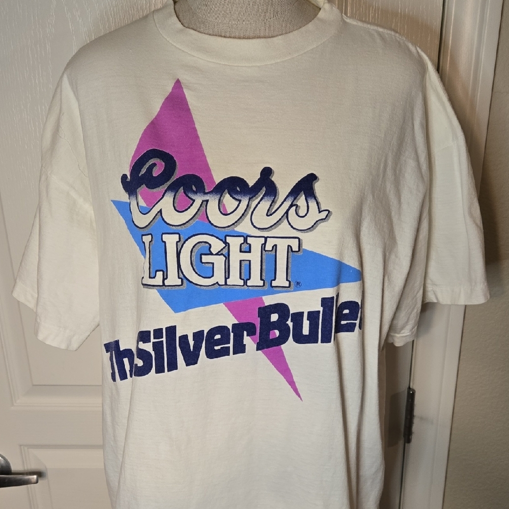 Vintage 1980's Coors Light Silver‎ Bullet Graphic T-Shirt